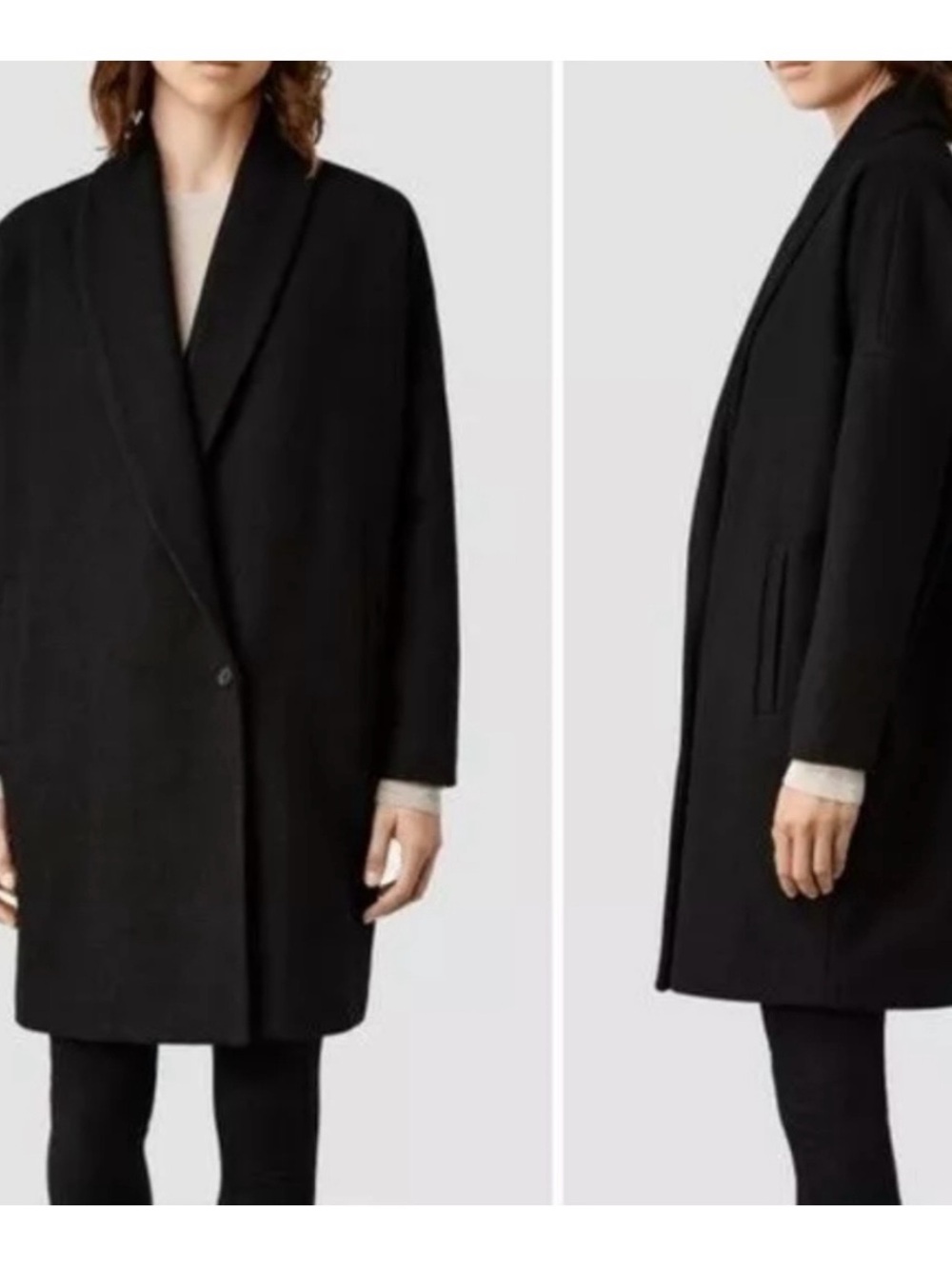 All Saints Kenzie Ruche wool coat